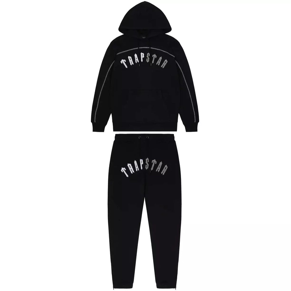 Trapstar Irongate Arch Chenille Hoodie Tracksuit - Black Monochrome Edition